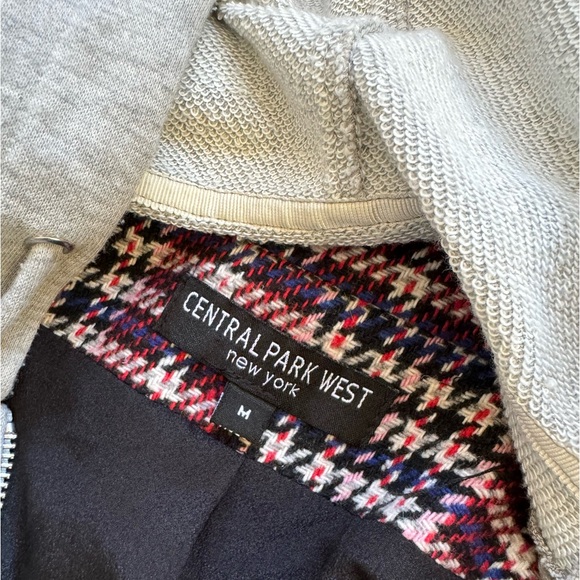 Central Park West Coco Plaid Blazer in Red Plaid Removable Zipper Hooded Dicky - Picture 6 of 7